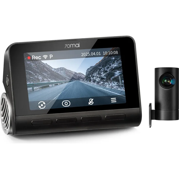 70mai Dashcam 4K A810S, Dashcam mit dualer Aufnahme (vorne 4K, hinten 1080P), HDR, Superkondensator, 3.0" Bildschirm, eingebautes GPS, ADAS, schwarz