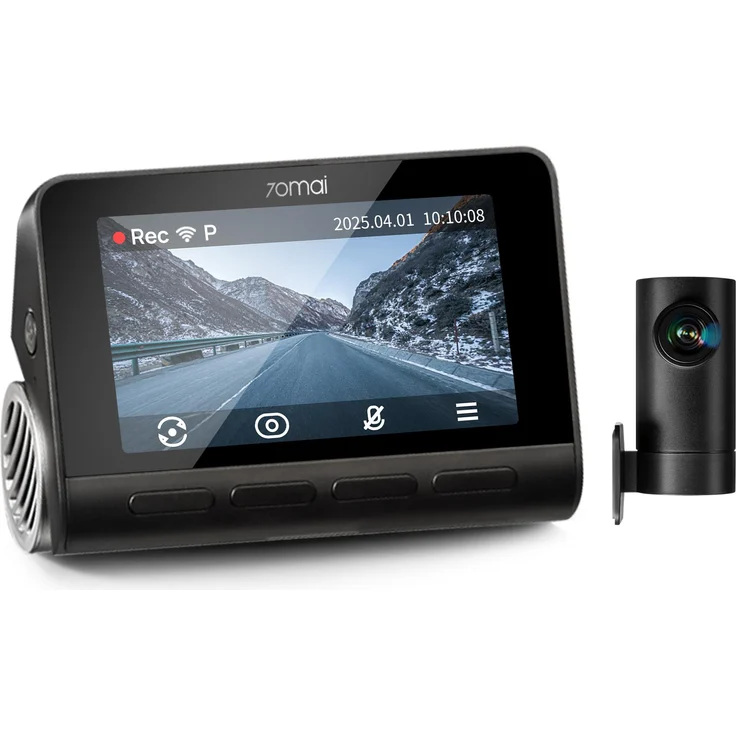 70mai Dashcam 4K A810S, Dashcam mit dualer Aufnahme (vorne 4K, hinten 1080P), HDR, Superkondensator, 3.0" Bildschirm, eingebautes GPS, ADAS, schwarz