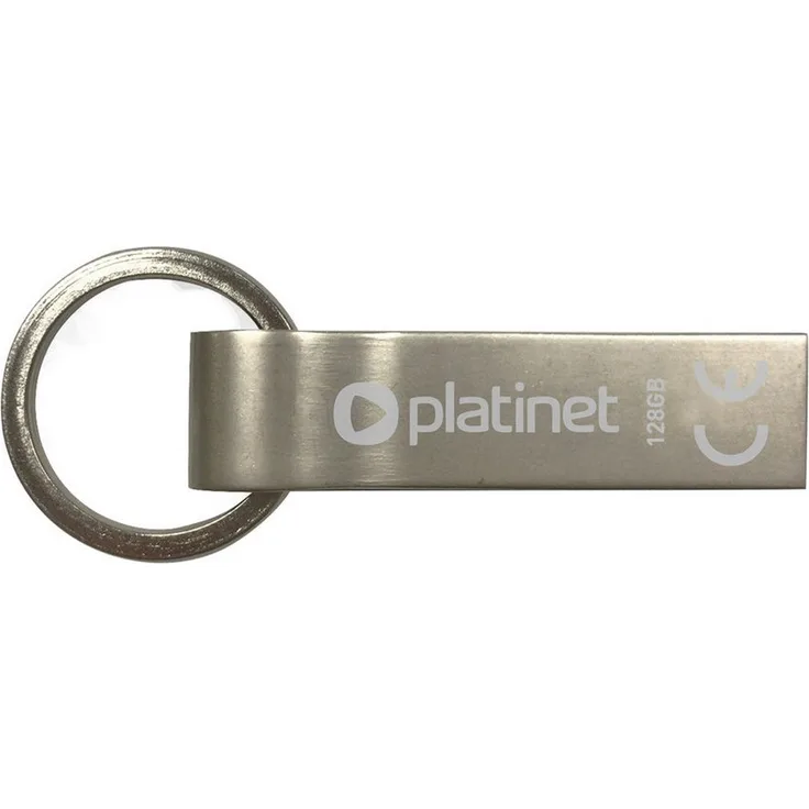 Platinet PMFMK128 K-Depo USB-Stick, 128 GB, USB 2.0, wasserdichtes Metallgehäuse, Silber
