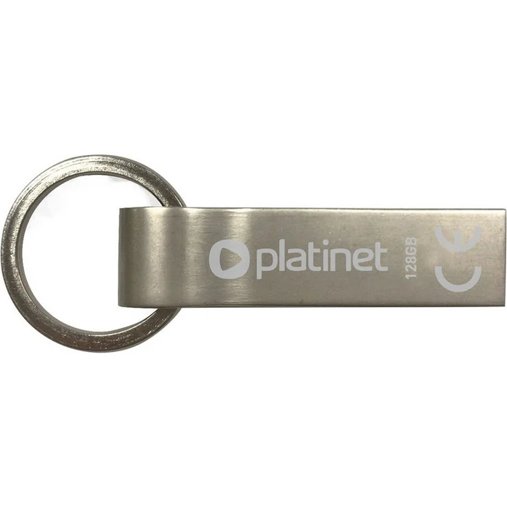 Platinet PMFMK128 K-Depo USB-Stick, 128 GB, USB 2.0, wasserdichtes Metallgehäuse, Silber