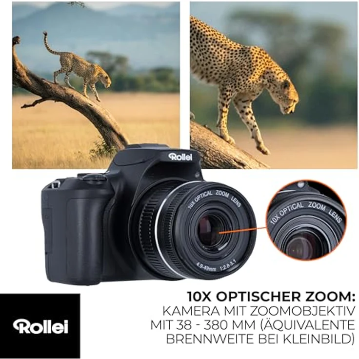 Rollei Powerflex10X Kompaktkamera - 10x Optischer Zoom, Bis zu 64 MP, 4K-Video, Smartphone App – Bild 5