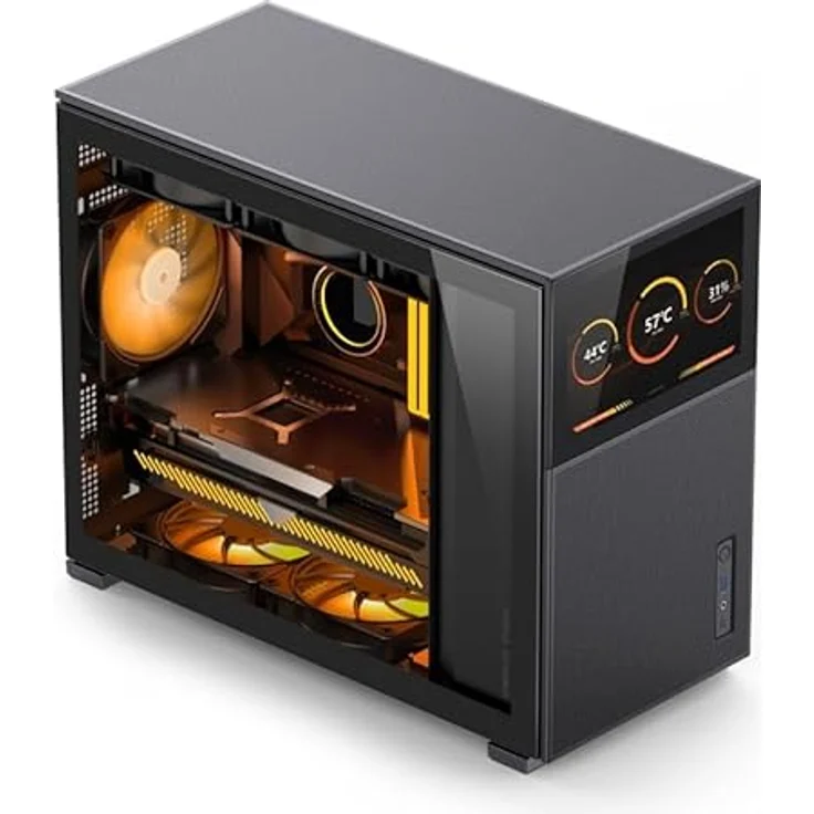 Jonsbo D31 Mesh Screen mATX Gehäuse, gehärtetes Glas - schwarz – Bild 3