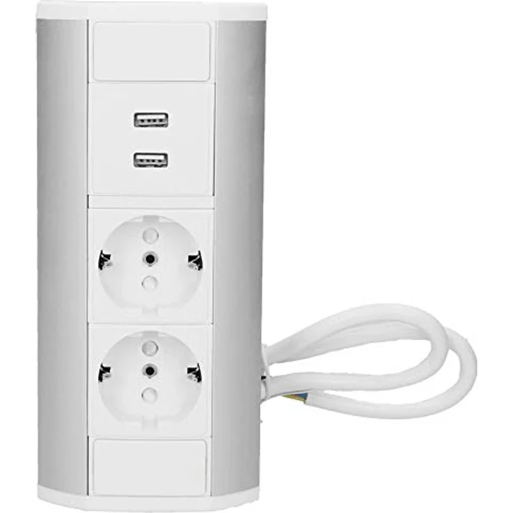 ORNO OR-GM-9003/W-G(GS) Ecksteckdose 2 Fach mit Kindersicherung + 2X USB Ladegerät 45° Aufbau-Montage – Bild 5