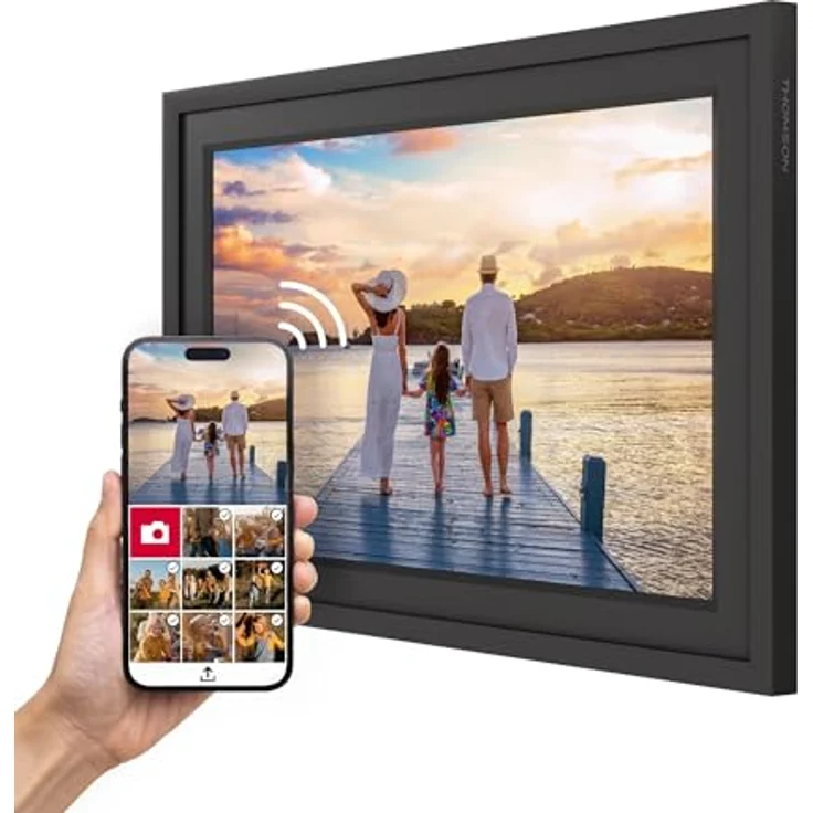 Thomson Fotorahmen 10 Zoll - 25,6 cm, 1280x800 HD IPS Touchscreen, 32 GB Speicher, WLAN, automatische Drehung, Mehrbenutzeranschluss, schwarz oder weiß – Bild 1