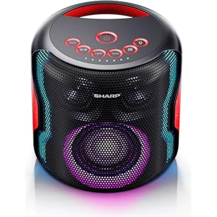 SHARP PS-921 (BK) Partylautsprecher, 14 Stunden Wiedergabezeit, Bluetooth, TWS: Koppeln eines weiteren Gerätes, Multicolor-Lichtshow, Ultra-Bass-Einstellung, 130 Watt, schwarz – Bild 4