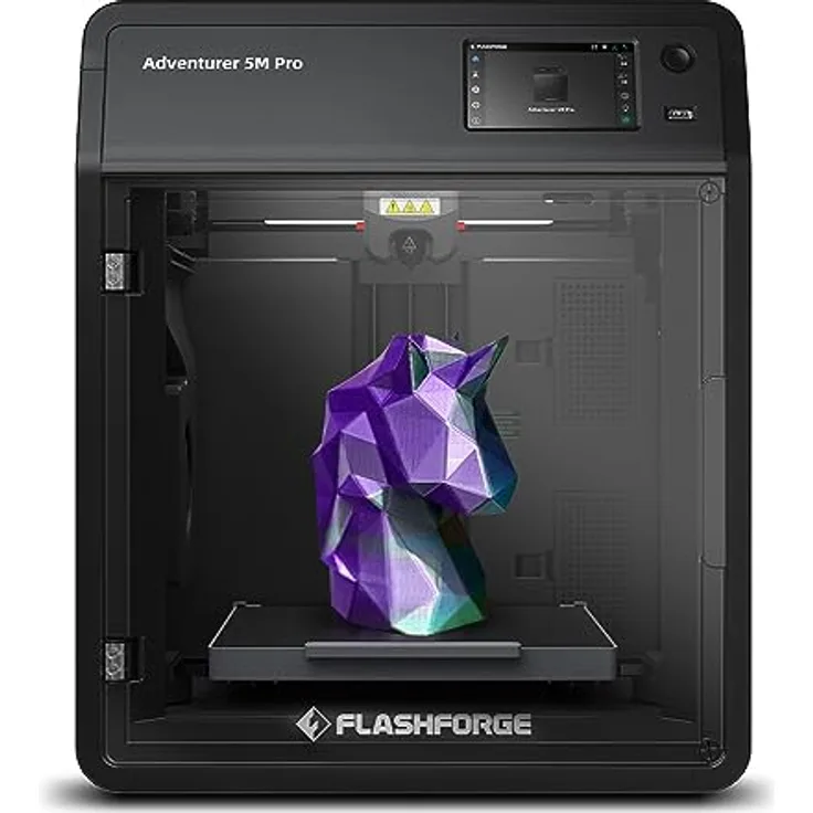 FLASHFORGE Adventurer 5M Pro 3D-Drucker 600mm/s Hochgeschwindigkeit, 1 Klick vollautomatische Nivellierung mit 0.4&0.6mm 280℃ Düsenbündel, Hilfskammerkühlung, geräuschloser Druck und Fernsteuerung