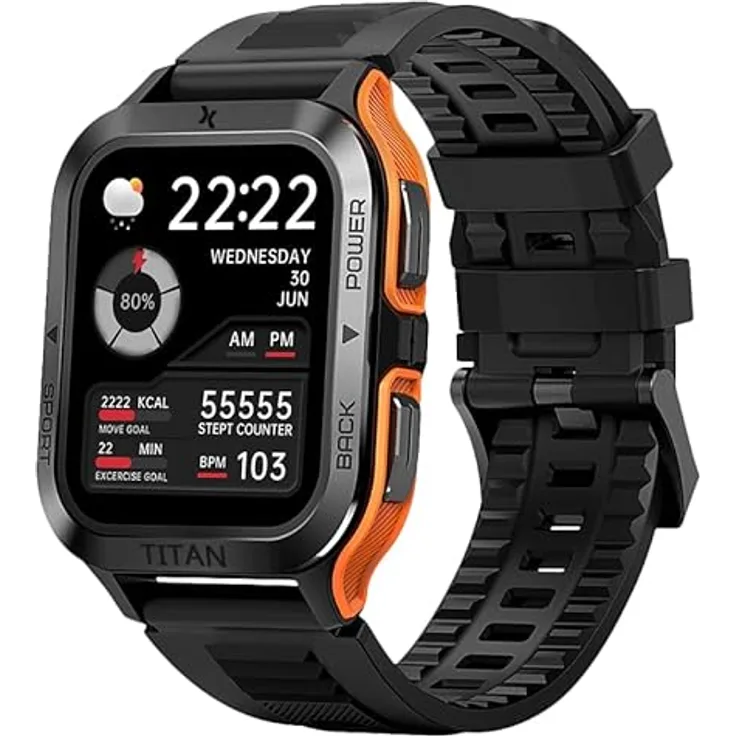 Maxcom Smartwatch Fit FW67 Titan pro orange (44 mm, Silikon, One Size), Sportuhr + Smartwatch