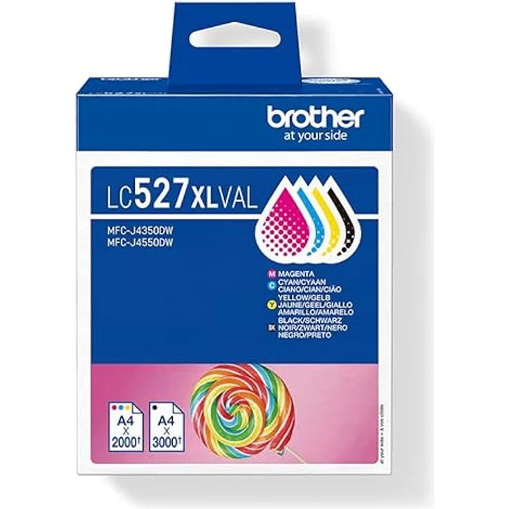 Brother LC527XLVAL, Druckerpatrone Tintenset BK/C/M/Y XL, Hochleistungs-Multipack für lebendige Farben und scharfen Text