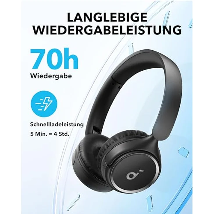 soundcore H30i Kabellose On-Ear Kopfhörer, Faltbares Design, Purer Bass, 70h Wiedergabe, Bluetooth 5.3, Leicht und bequem, App Steuerung, Multipoint-Verbindung – Bild 3