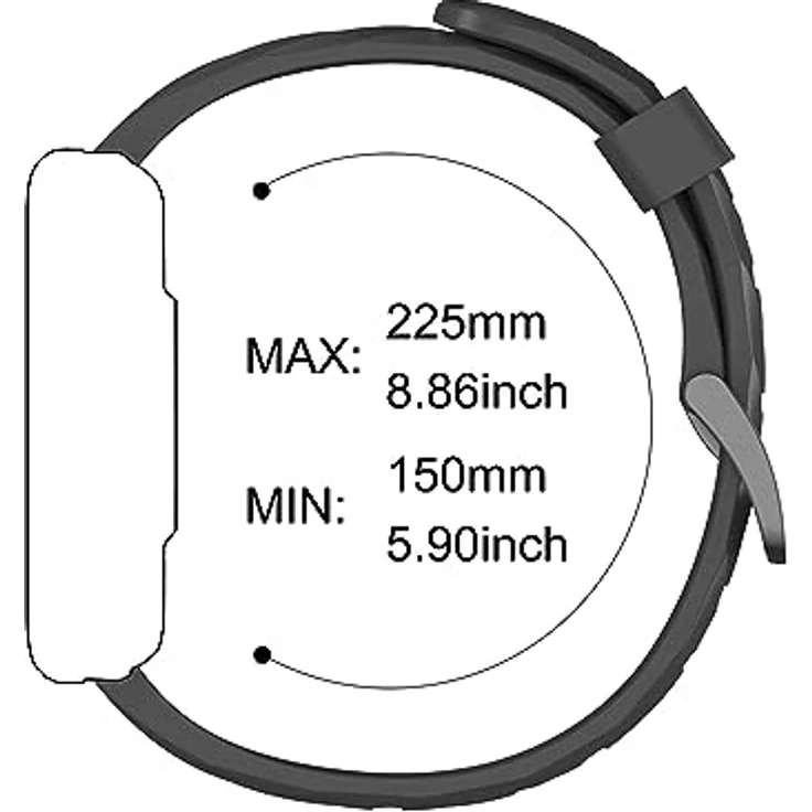 RUIMEN Ersatzarmband für Smartwatch D1, weiches Silikon, verstellbar für Handgelenke 14-22,1 cm, mehrere Farben zur Auswahl – Bild 3