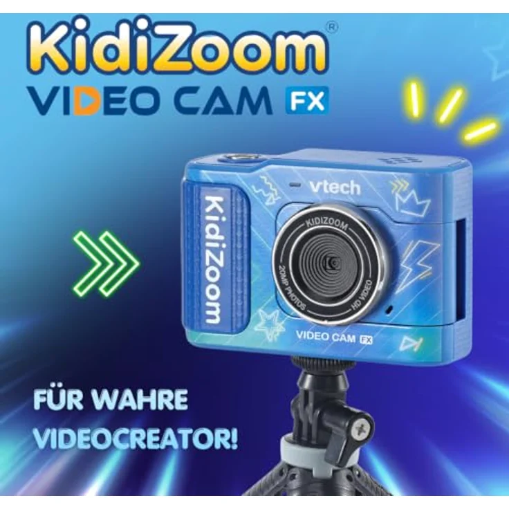 VTech KidiZoom Video Cam FX, HD-Foto- und Videokamera mit Greenscreen, Selfie-Funktion und 256 MB Speicher, blau – Bild 2