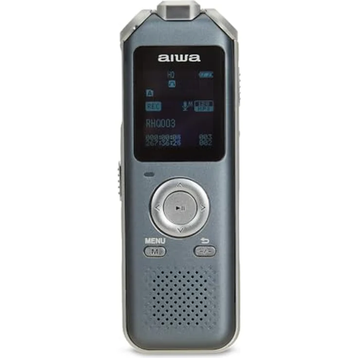 AIWA DVR-M700 Digitaler Voice-Recorder, Metall mit 16 GB Speicher, drei Stereo-Mikrofonen, silberfarben – Bild 1