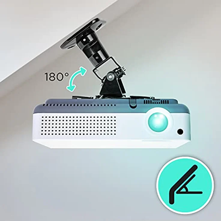 Duronic PB01XB Deckenhalterung für Beamer, Beamerhalterung mit 10 kg Traglast, neig- und schwenkbar, in Schwarz – Bild 5