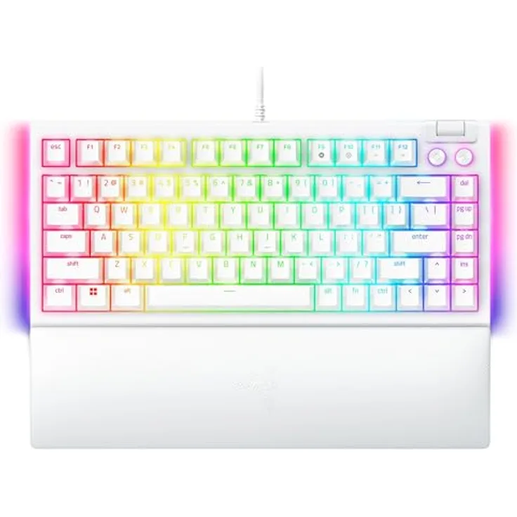 Razer BlackWidow V4 75% Mechanical Gaming Keyboard, US Layout, Wired, White (US, Kabelgebunden), Tastatur, Weiss
