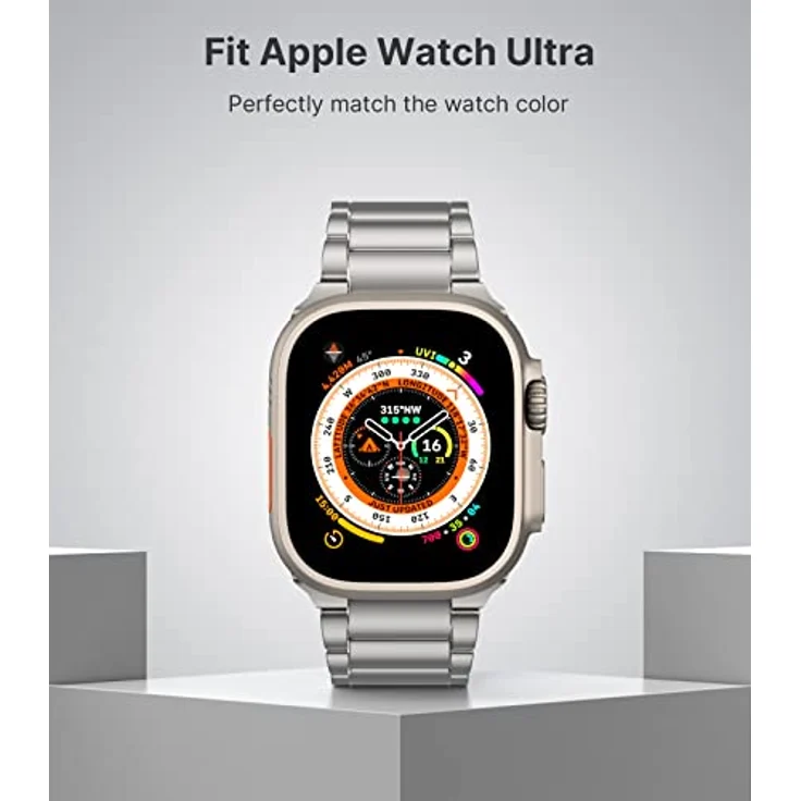 MoKo Titan Armband für Apple Watch Ultra 3/2/1 und Series SE3/SE2/11-1, Metall Ersatzarmband, silber, leicht und robust, passend für Handgelenke 118-188 mm – Bild 2
