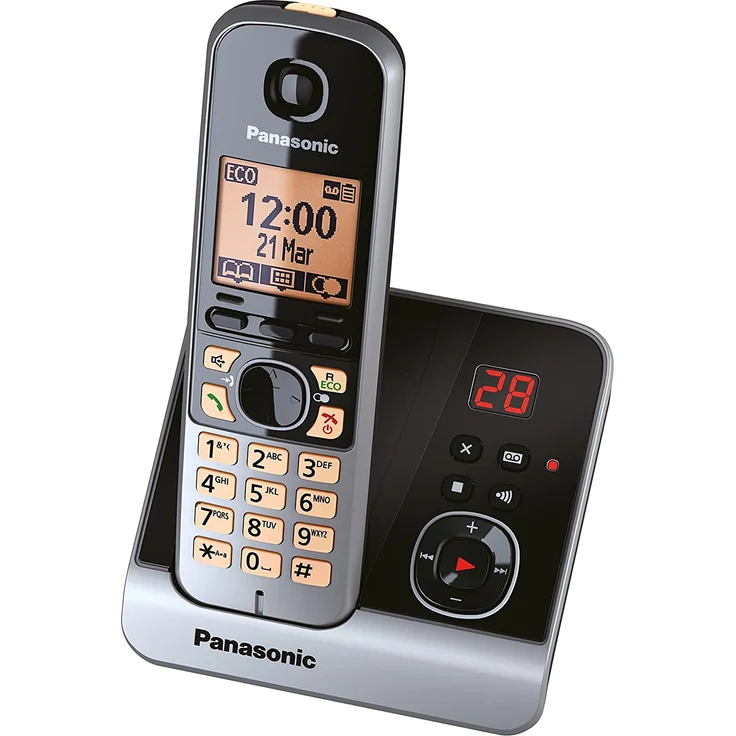 Panasonic KX-TG6721GB Schnurlostelefon, 4,6 cm (1,8 Zoll) Display, Smart-Taste, Freisprechen, Anrufbeantworter, schwarz/silber – Bild 2