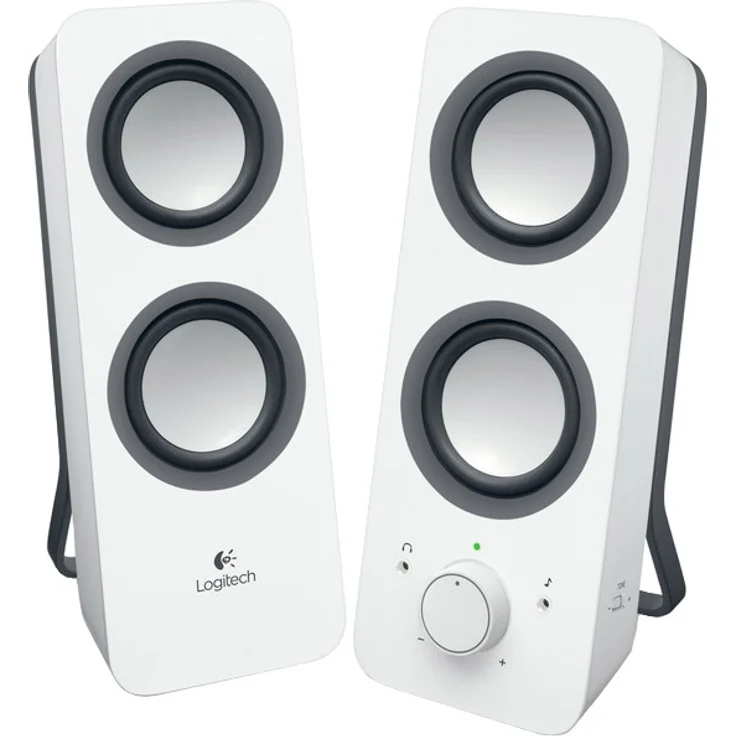 Logitech Z200 Kabelloser PC-Lautsprecher, 2.0 Stereo Sound, 10 Watt Spitzenleistung, 3,5 mm Eingang, Kopfhörerbuchse, Easy-Switch Feature, EU Stecker, PC/TV/Tablet/Handy, Weiß – Bild 1