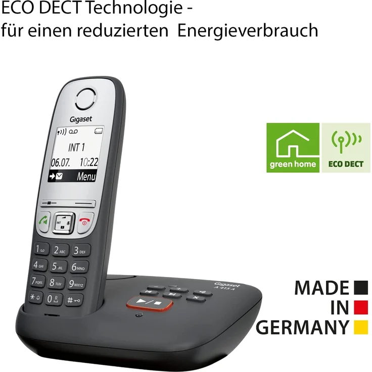 Gigaset A415A Duo, 2 Schnurlose DECT-Telefone mit Anrufbeantworter, Freisprechfunktion, Kurzwahltasten, Telefonbuch mit 100 Einträgen, kontrastreiches Grafik-Display und leichter Bedienung, schwarz – Bild 5