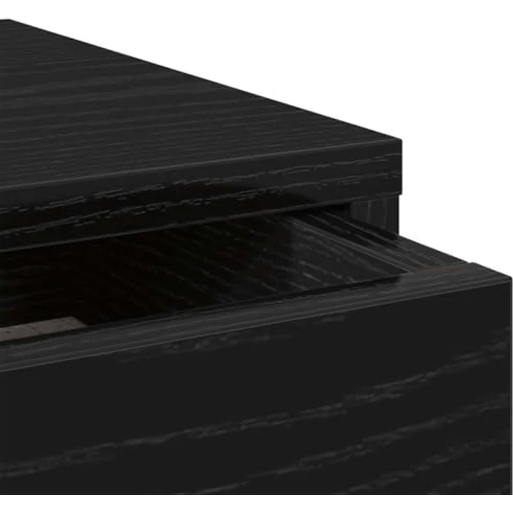 vidaXL Monitorständer mit Schubladen, schwarz in Eichen-Optik, 100x27x15 cm, Monitorerhöhung und Schreibtischaufsatz mit reichlich Stauraum – Bild 5