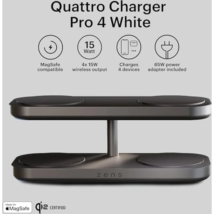 Zens Fast Charger Pro 15 W, Wireless Charger mit universeller Qi-Kompatibilität, Schwarz – Bild 3
