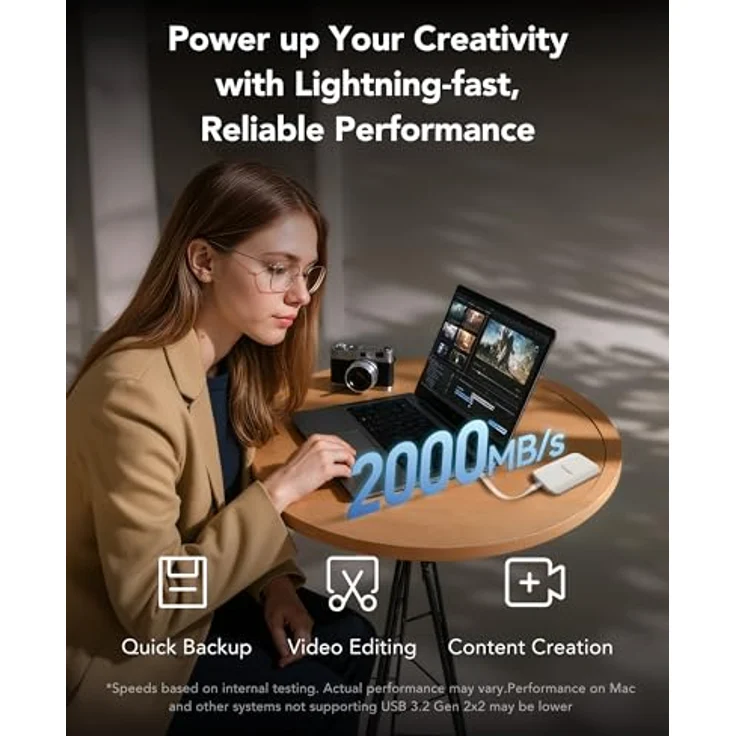 Lexar ES5 Tragbare SSD 2TB, USB 3.2 Gen2x2 mit 2.000 MB/s, IP65, MagSafe Kompatibel, Flüssige Silikonhülle – Bild 4