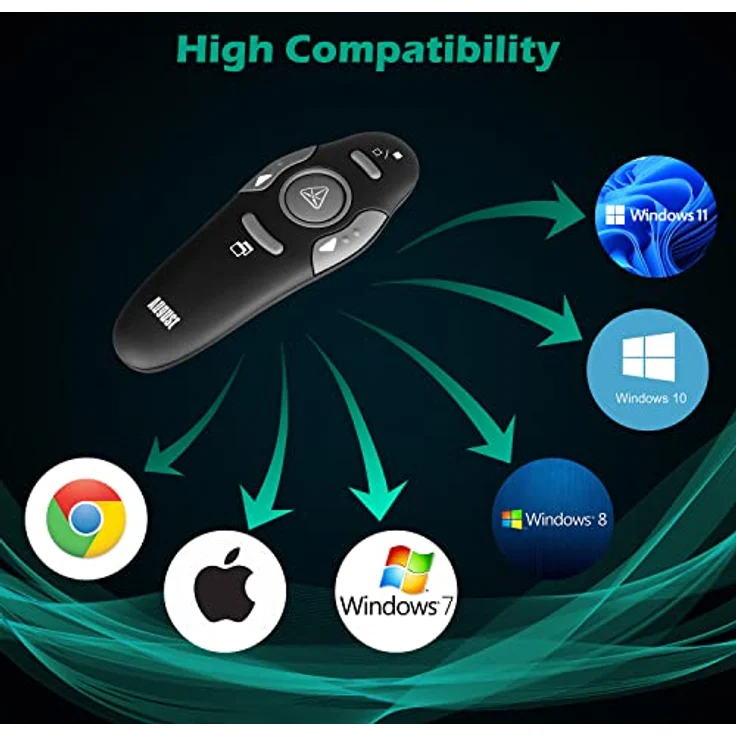 Wireless Presenter -August LP205- Schnurloser Powerpoint Presenter Remote PPT Diashow bis zu 15m, Fernbedienung mit Highlighter Etui und Shortcuts- für Windows/Mac/Linux – Bild 5