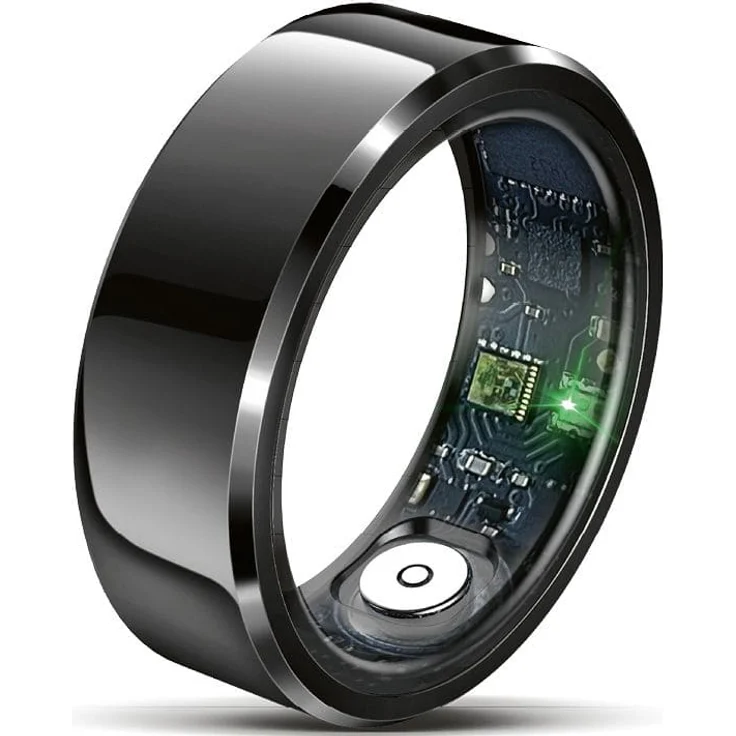 Beafon Smart Ring SR6, Bluetooth Fitnesstracker aus Edelstahl, Größe 10, Schwarz – Bild 1