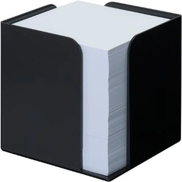 Atlanta Zettelbox Resolution, Notizzettelbox aus 100% recyceltem Kunststoff mit 700 Blatt Papier, schwarz, 9,5x9,5x9,5cm