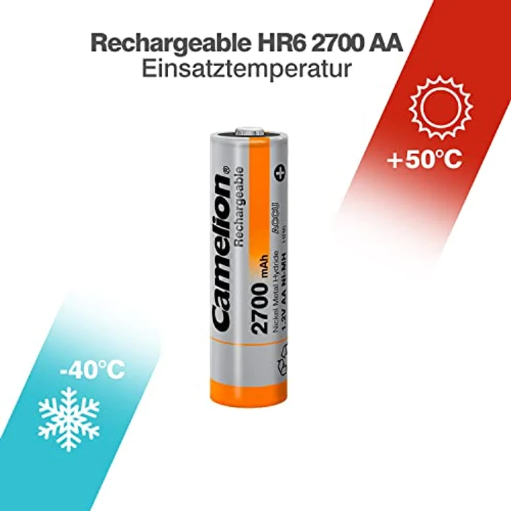 Camelion 17027406 Akku (NiMH, R6, Mignon, AA, 2700 mAh, inkl. Aufbewahrungsbox geeignet für 4 x Akkus) 4er-Pack – Bild 3