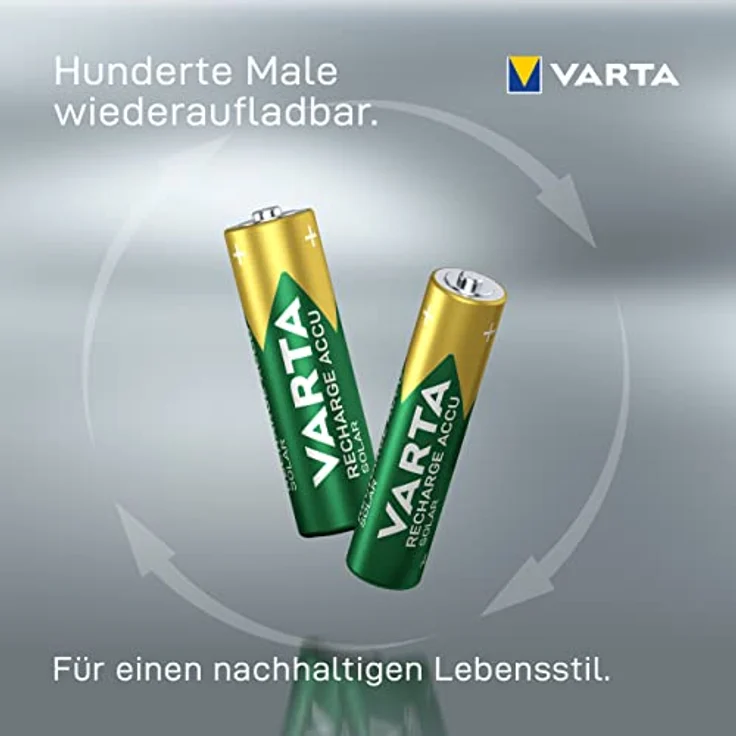 VARTA Recharge Accu Solar AA Mignon Ni-Mh Akku (wiederaufladbar ohne Memory-Effekt, 800mAh) 8er Pack – Bild 6