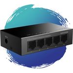 STRONG SW5000M | 5-Port Switch Gigabit Ethernet in Metall | Tisch- und Wandmontage | Ideal für schnelle LAN-Verbindungen | optimiert Datenverkehr | lüfterlos | Netzwerkerweiterung | schwarz