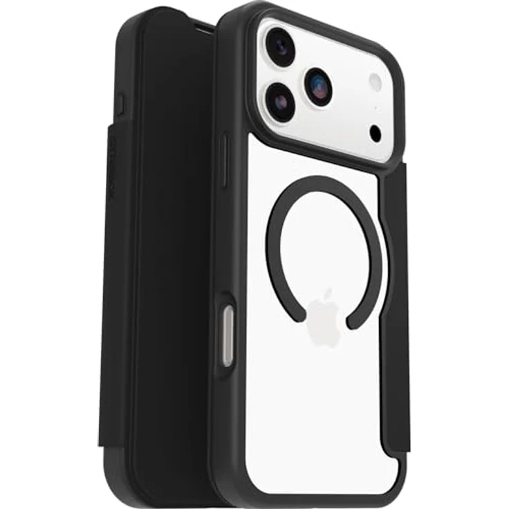 OtterBox React Series Folio MagSafe Hülle für iPhone 17 Pro Max, stoßfest, sturzsicher, mit Kartenhaltern, transparent/schwarz, getestet nach Militärstandard – Bild 1