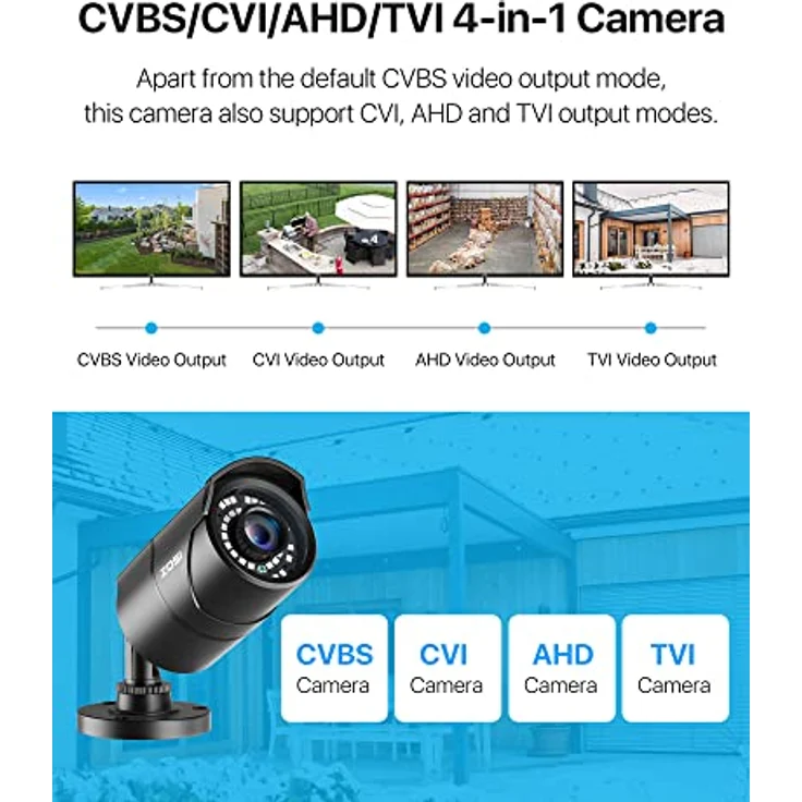ZOSI CCTV 2.0MP 1080P Full HD Außen Überwachungskamera Sicherheitskamera 30M IR Nachtsicht BNC Kabelgebunden Metallgehäuse Schwarz – Bild 2