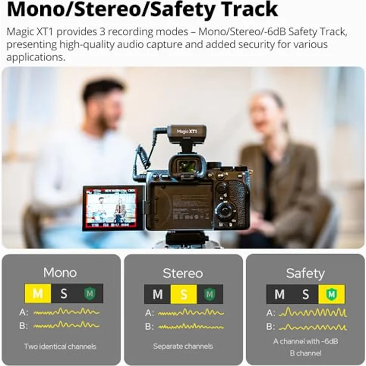 Godox Magic XT1 Wireless Lavalier Microphone, Mikrofon für Kamera (2 TX + 1 RX Ladeschale), Mini-Mikrofon mit Geräuschunterdrückung, 16H Akku, Touchscreen 200M/60ft, Wireless Mikrofon – Bild 4