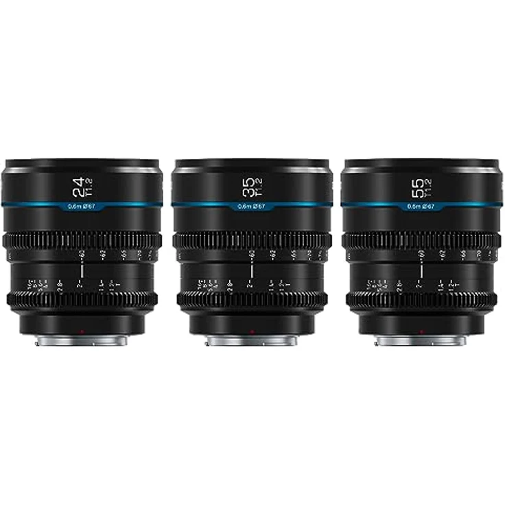 SIRUI Night Walker 3er-Set Manuelles Kinoobjektiv 24mm, 35mm & 55mm T1.2 für MFT-Mount, Schwarz, optimiert für niedrige Lichtverhältnisse und hohe optische Leistung – Bild 1
