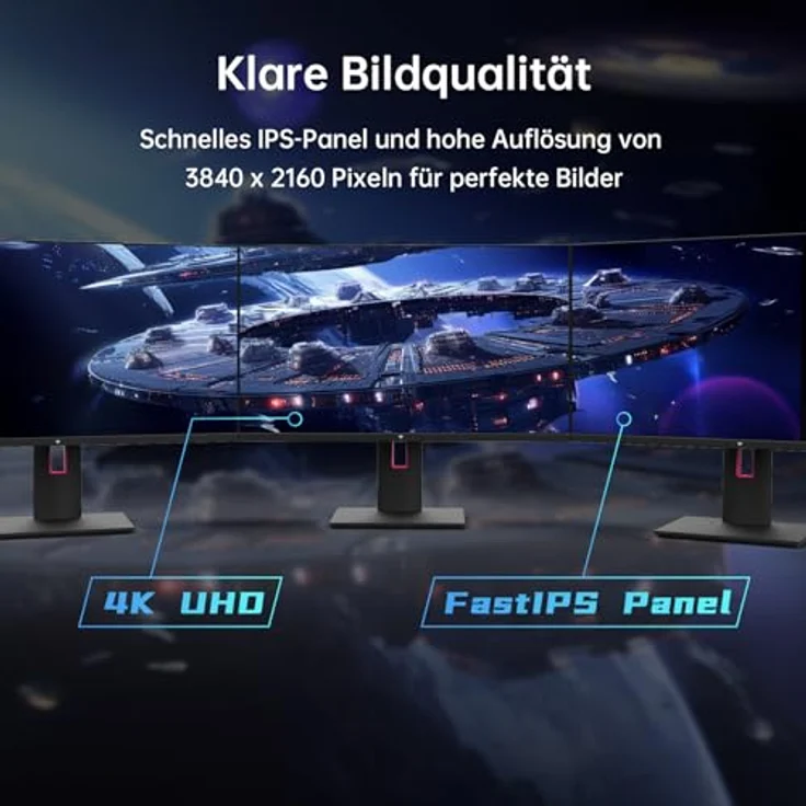 KTC 4K Monitor 27 Zoll UHD(3840×2160) 144Hz Gaming Monitor- Fast IPS Panel 160Hz 1ms GTG, HDR400 132% sRGB HDMI2.1/DP1.4 VESA-Halterung, Höhenverstellbar Neigbar Schwenkbar Drehungbar Ständer, H27P22S, Schwarz – Bild 2