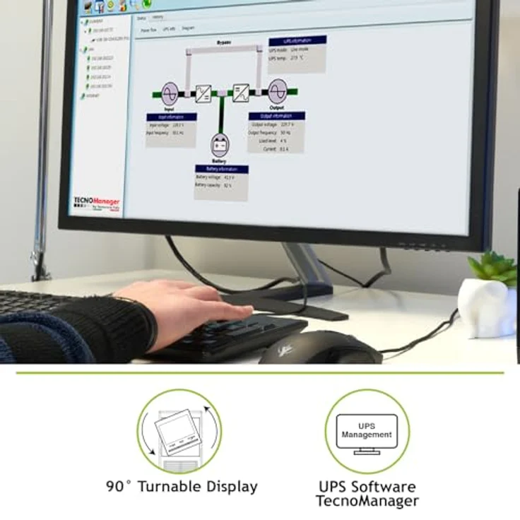 Tecnoware USV EVO DSP PLUS 3600 Unterbrechungsfreie Stromversorgung - Online-Technologie, Installation Tower - 8 IEC-Ausgänge - Autonomie bis zu 40 min - Leistung 3600 VA, Schwarz – Bild 5