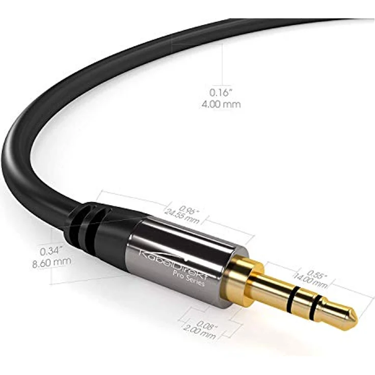KabelDirekt - Aux Kabel, Audio & Klinkenkabel 3.5mm (Unzerstörbar konstruiert & geeignet für iPhones, iPads, Smartphones, MP3 Player, Tablet PCs, Autos & andere Stereo Geräte) - 2m - schwarz – Bild 3