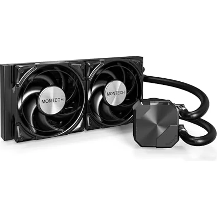 Montech HyperFlow Silent 240 AIO, CPU Wasserkühler für Intel und AMD, 240mm, schwarze Ausführung, geräuscharm