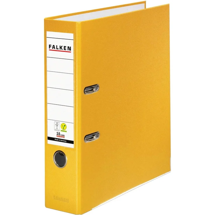 Falken Aktenordner 20x PP-Color-Ordner A4 Rücken 80mm mit Einsteckschild Gelb 09984048F, strapazierfähiger Schlitzordner aus PP-Folie – Bild 1