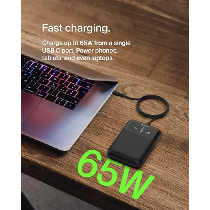 Belkin BoostCharge Pro 20.000 mAh BPB020 3-Port Laptop Powerbank 20K, USB-C-Anschlüsse und USB-A-Anschluss, USB-C Power Delivery, tragbares Schnellladegerät für MacBook, iPhone Serie 16, iPad Pro, Galaxy S24 – Schwarz – Bild 2