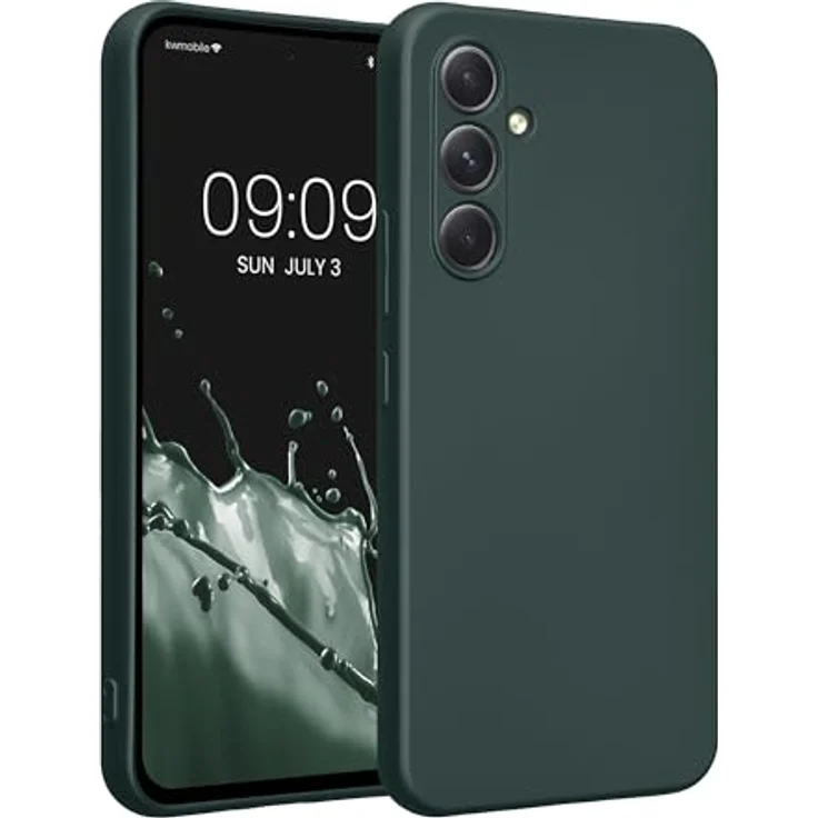 kwmobile Handyhülle für Samsung Galaxy A54 5G - weiche Silikon Schutzhülle mit metallischem Effekt in Metallic Petrol – Bild 1