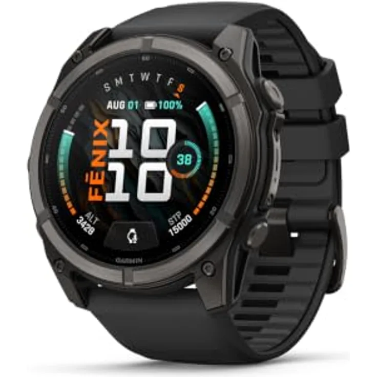 GARMIN fēnix 9, 51 mm Multisport GPS-Smartwatch mit AMOLED Touchdisplay, Titan-Lünette, Saphirglas, Kieselgrau