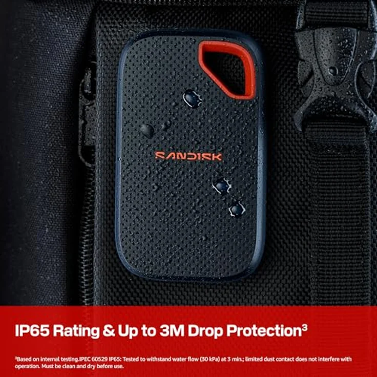 SanDisk Extreme Portable SSD 1 TB, Übertragungsgeschwindigkeiten bis zu 2.000 MB/s, USB-Typ-C, IP65 Staub-/Wasserbeständig, bis zu 3 Meter Fallsicher – Bild 3
