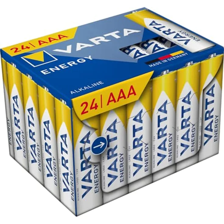 Varta Energy AAA CUBE24, Hochleistungs-Sparpack Alkalibatterien, 24 Stück