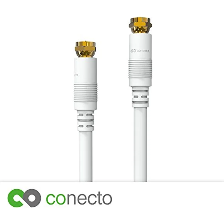 conecto Sat-Kabel, Antennen-Kabel, Koaxial-Kabel, F-Stecker auf F-Stecker, doppelt geschirmt, 0,50 m, weiß – Bild 4