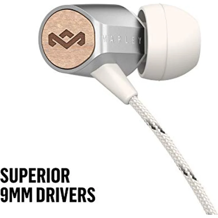 House of Marley Uplift 2.0, Geräuschisolierende In-Ear Kopfhörer, 9mm Treiber, Mikrofon, 1-Knopf Steuerung, nachhaltige Materialien, verschiedene Ohrstöpselgrößen, silver – Bild 3