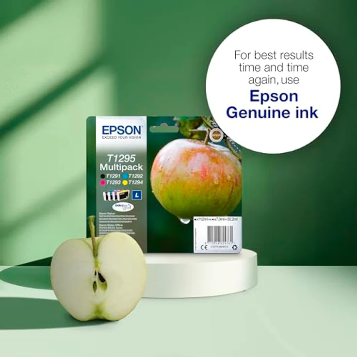 Epson Original T1295 Tinte Apfel, SX420W BX320FW SX620FW BX-SX525WD BX625FWD BX305FW B42WD BX925FWD BX635FWD BX535WD SX435-440W BX630FW SX235W WF7015 7515 7525 3010 3520 3540, (Multipack, 4-farbig) – Bild 3