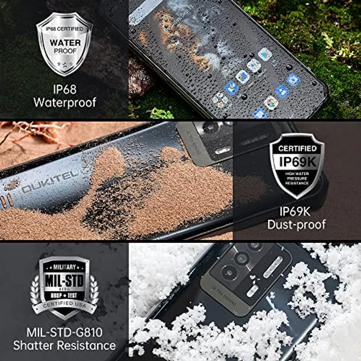OUKITEL WP17 Outdoor Handy Ohne Vertrag, 64MP 20MP Nachtsichtkamera, Helio G95 8GB 128GB, 6,78'' FHD+, 8300mAh, 4G Global Bands, GPS NFC - Schwarz – Bild 3