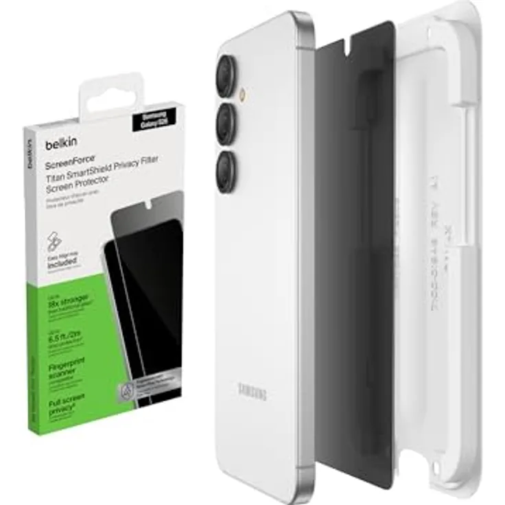 Belkin ScreenForce Titan SmartShield Schutzfolie mit Sichtschutz für Samsung Galaxy S26, Kratzfest, Stoßfest, 9H Härtegrad, Ultradünn, Blasenfreie Anbringung